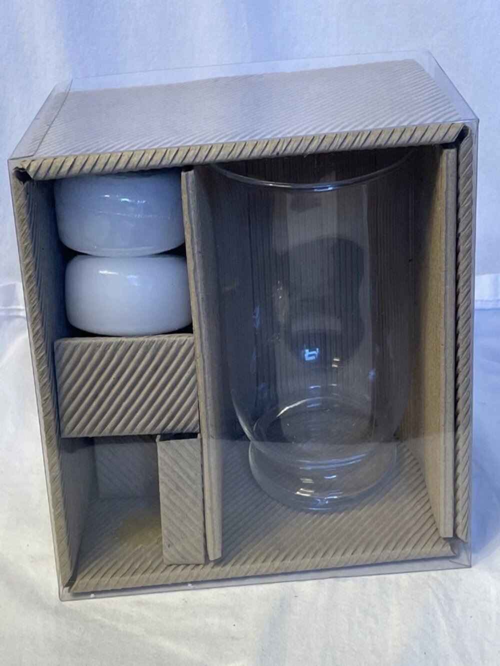 Hallmark Glass Votive Candle Holder Gift Set White Unscented Wax Candles 3pc - Picture 11 of 11